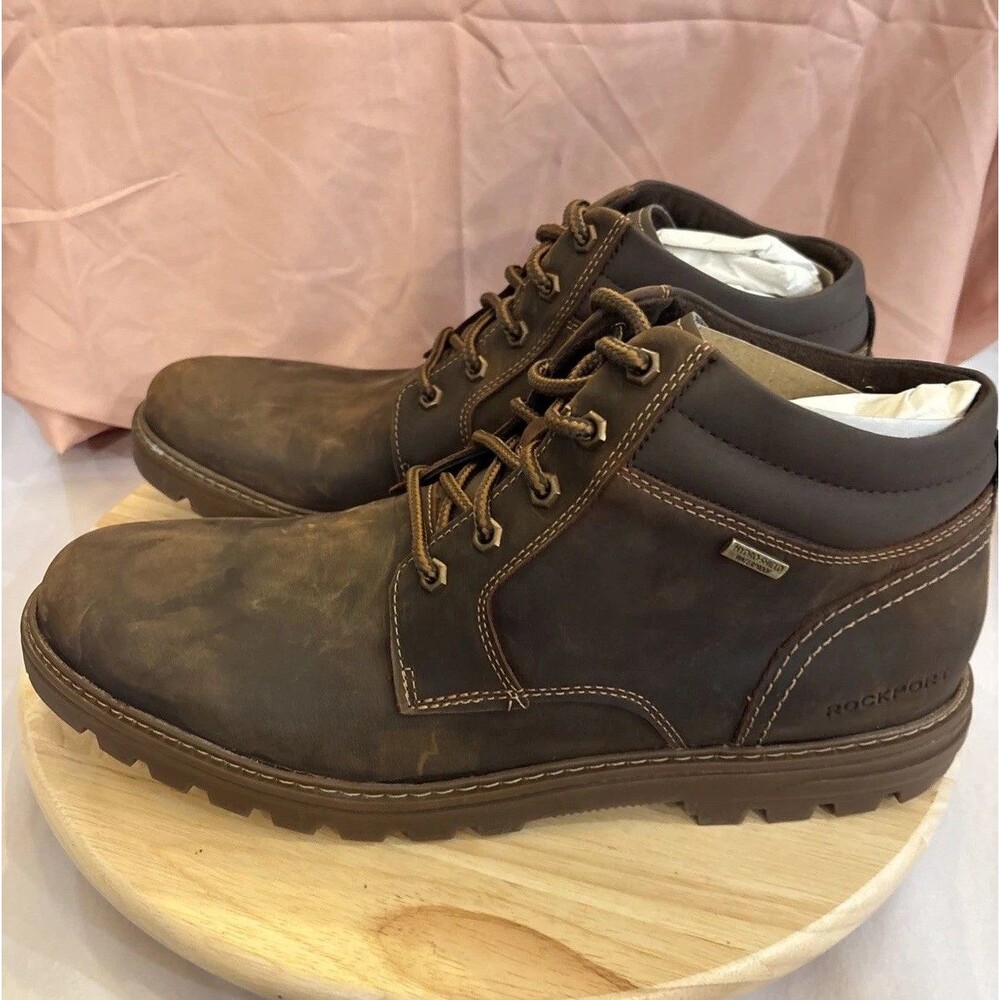 Rockport Weather or Not Chelsea Mens Brown Wide Lace-up Boots 13W NIB Waterproof